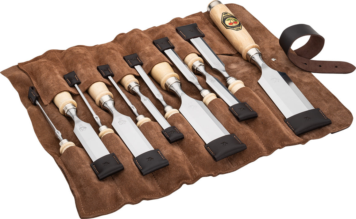 12-Piece Chisel Set In Leather Case, Two Cherries