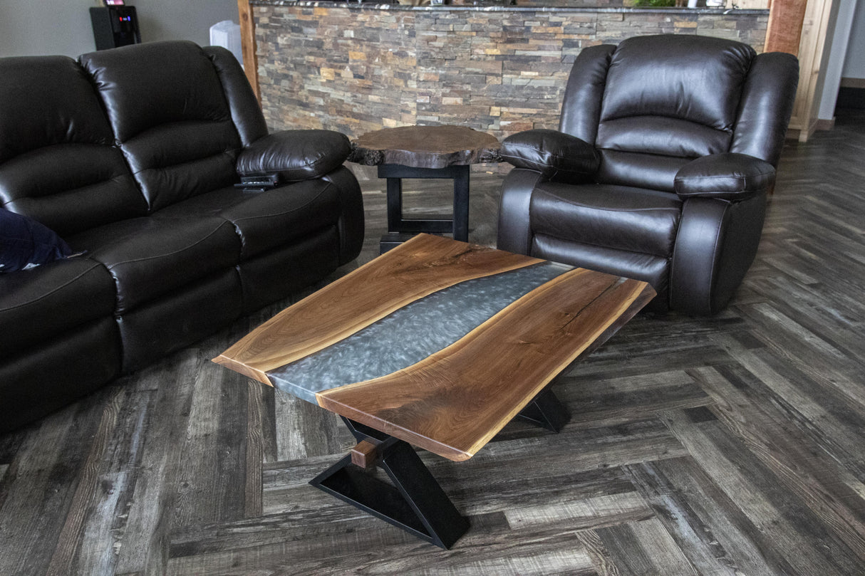 Walnut and Silver Resin Coffee Table