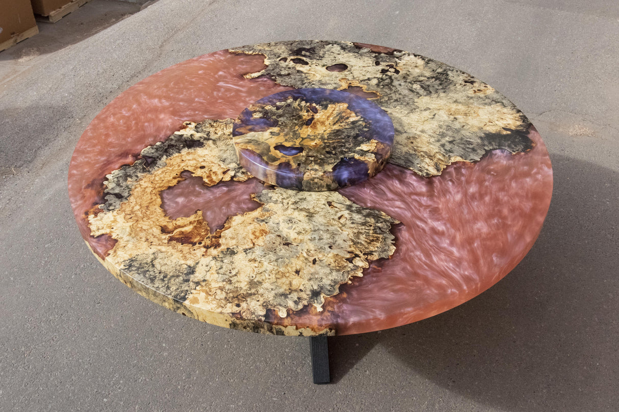 Buckeye Burl Dining Table with Lazy Susan