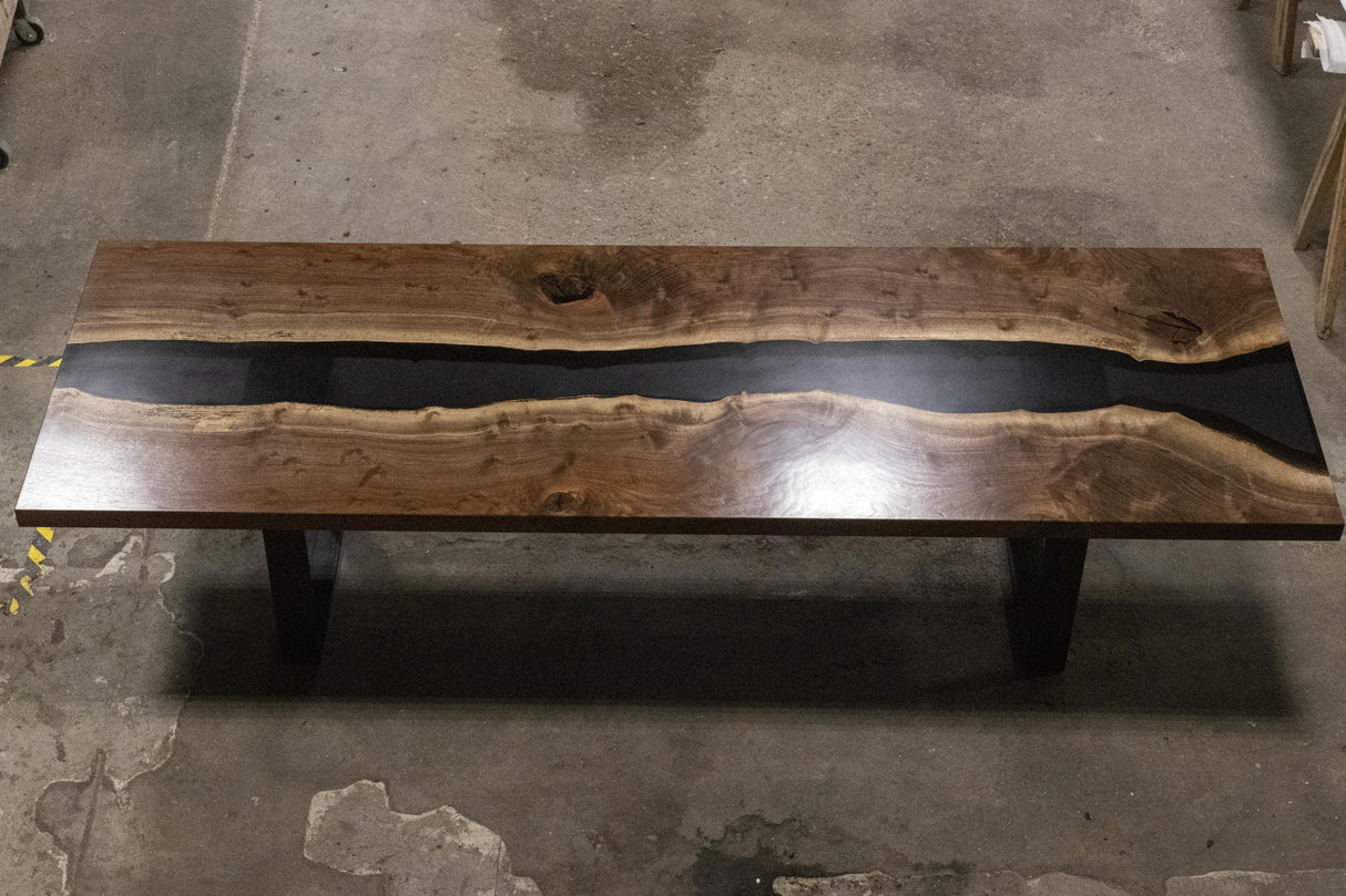 Claro Walnut Dining Table with Tinted Resin