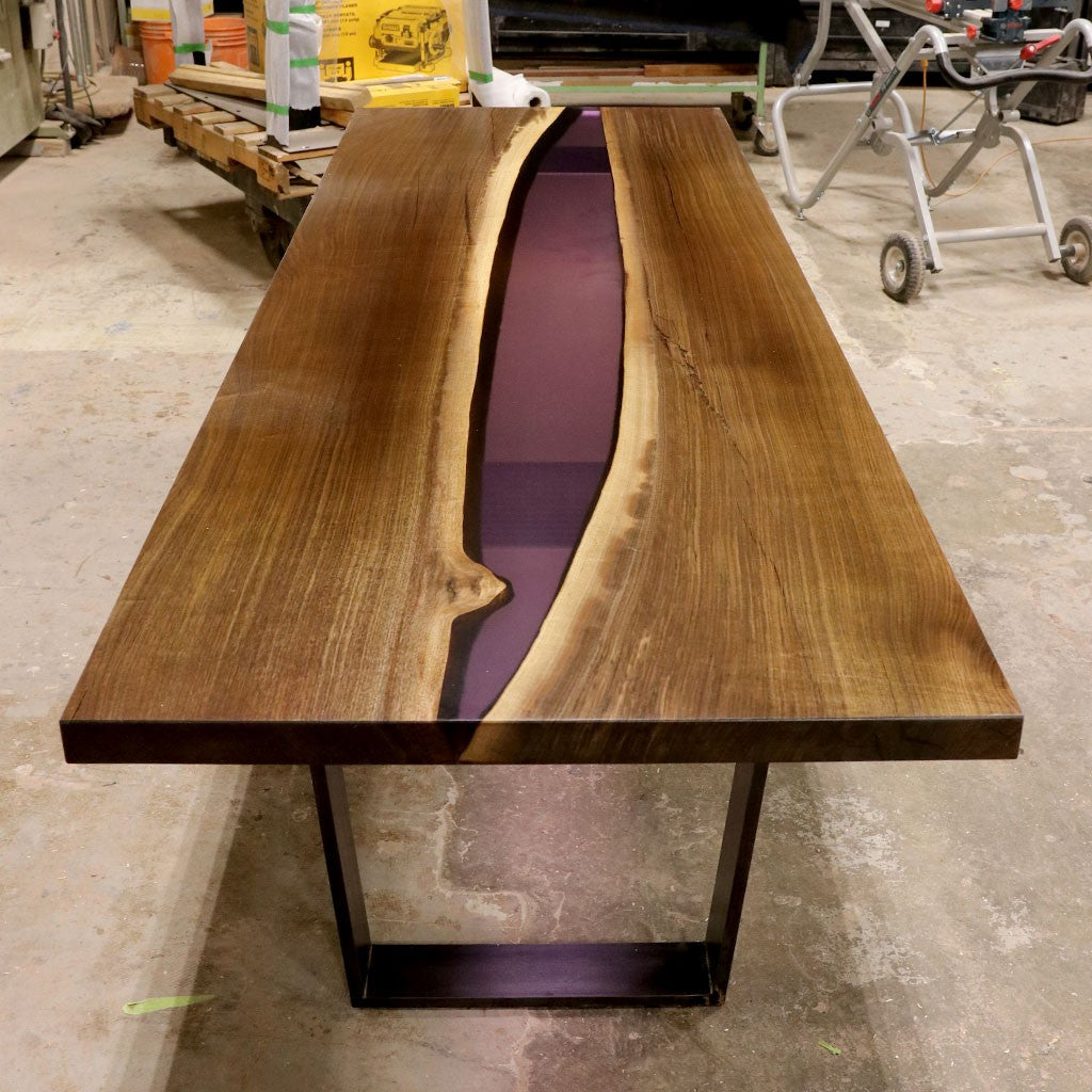 Black Walnut and Purple Resin Dining Table