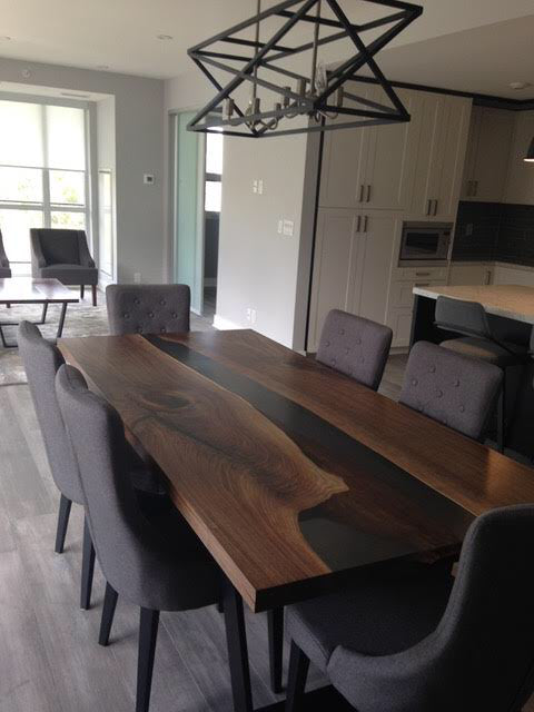 Black Walnut and Tinted Resin Dining Table