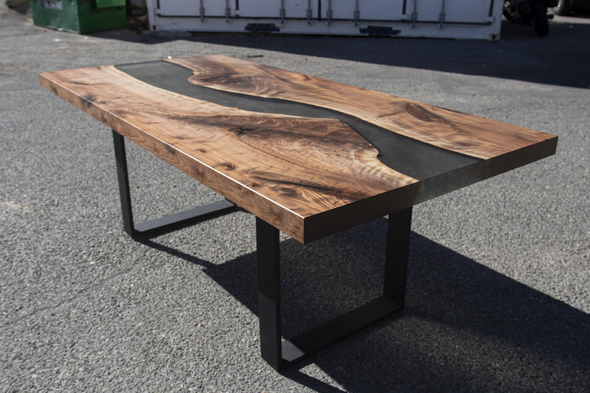 Black Walnut and Tinted Resin Dining Table