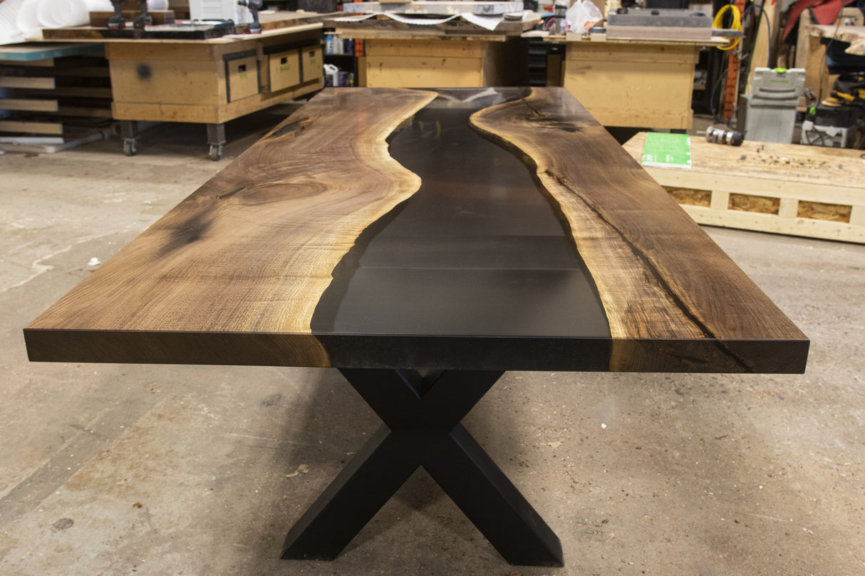 Black Walnut and Tinted Resin Dining Table