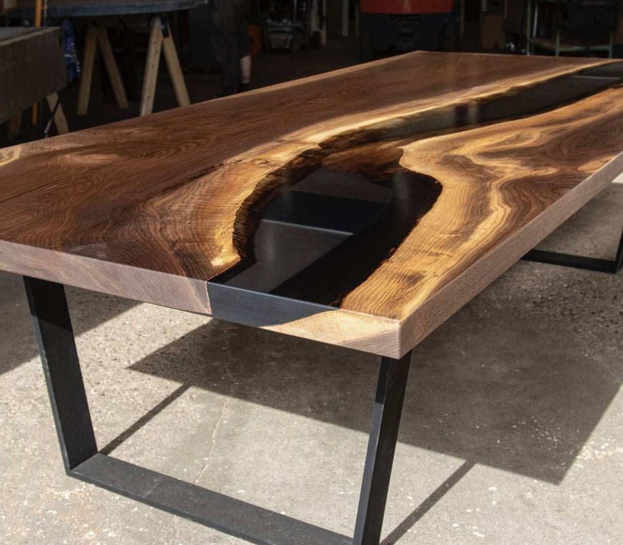 Black Walnut and Tinted Resin Dining Table