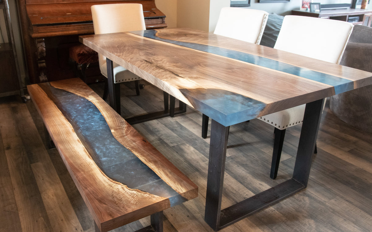 Black Walnut and Resin Dining Table