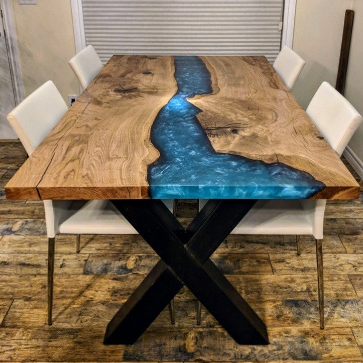 White Oak and Resin Dining Table