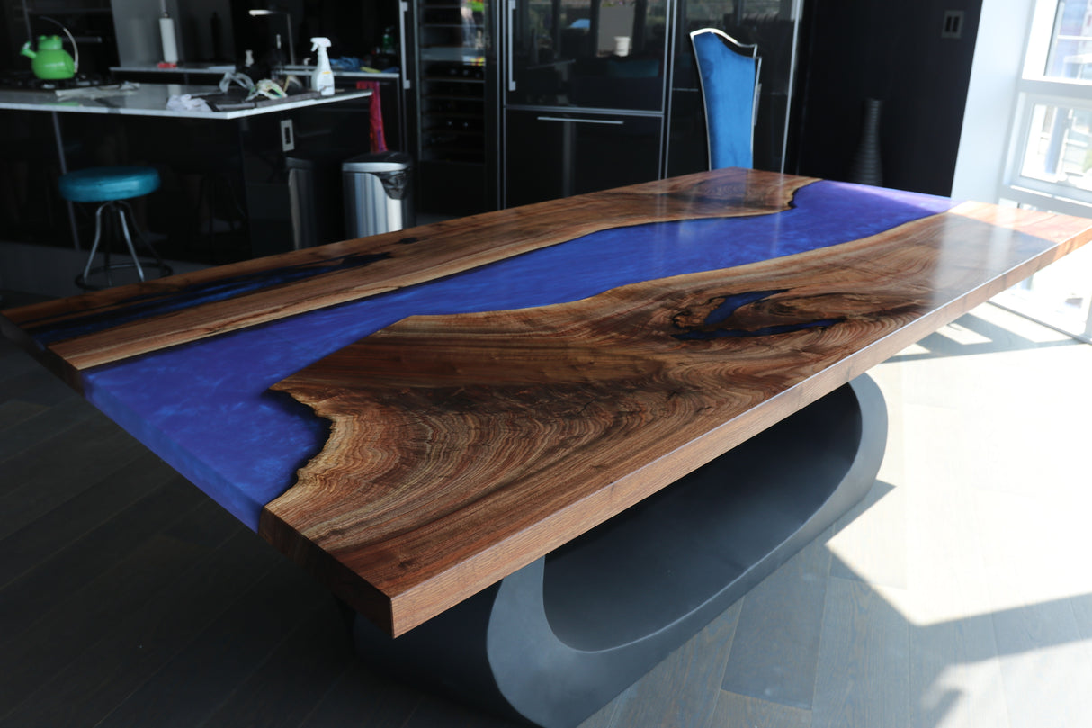 Black Walnut and Purple Resin Dining Table