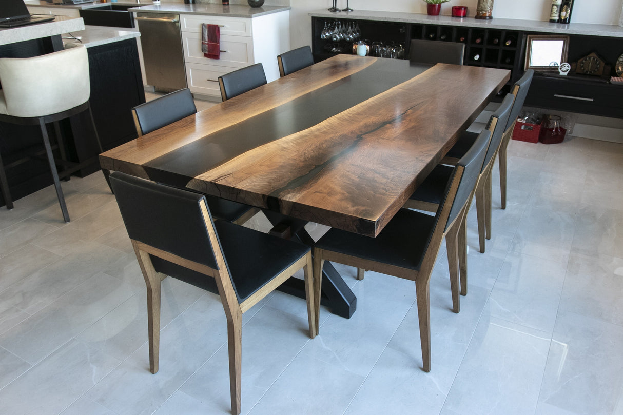 Black Walnut and Tinted Resin Dining Table