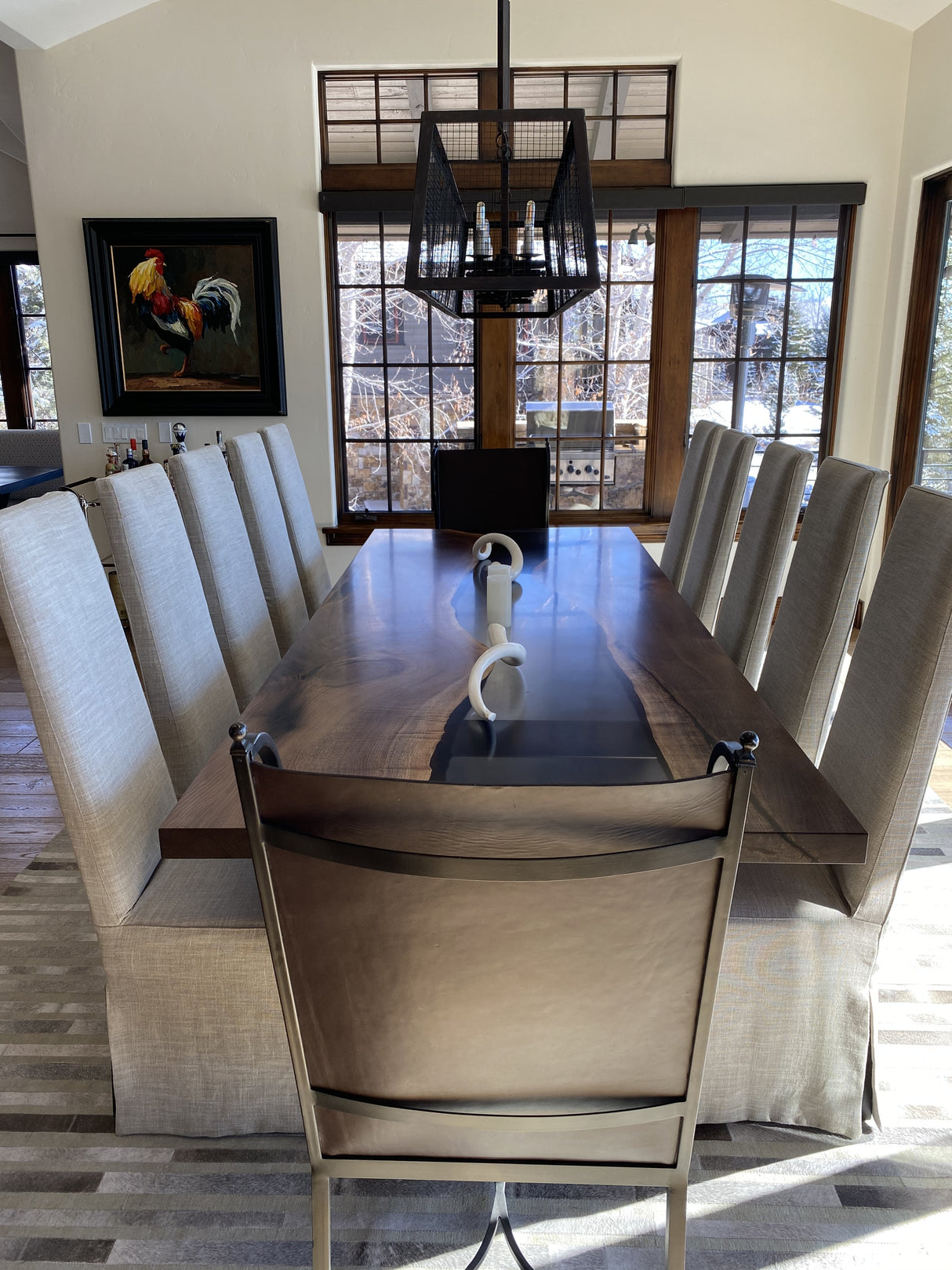 Black Walnut and Resin Dining Table