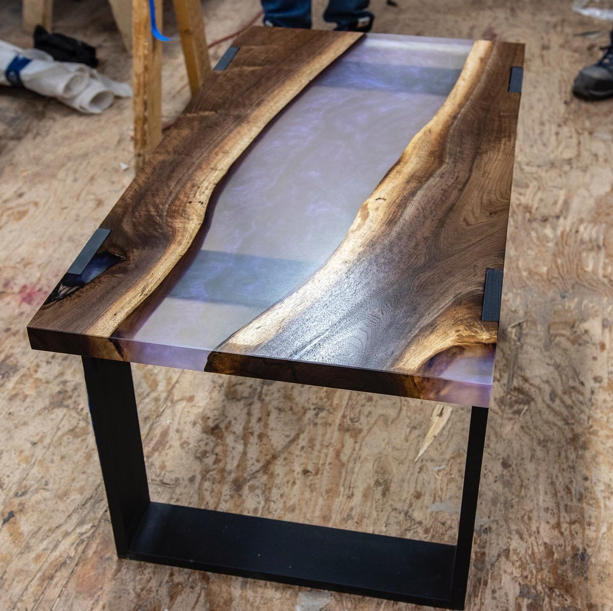 Black Walnut and Purple Resin Coffee Table