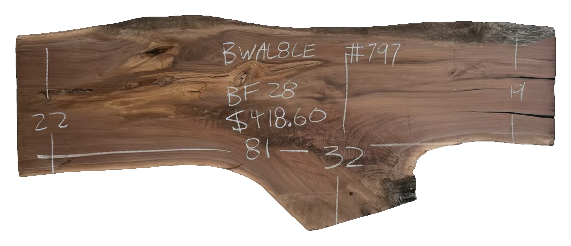 Black Walnut 8/4 Live Edge #797