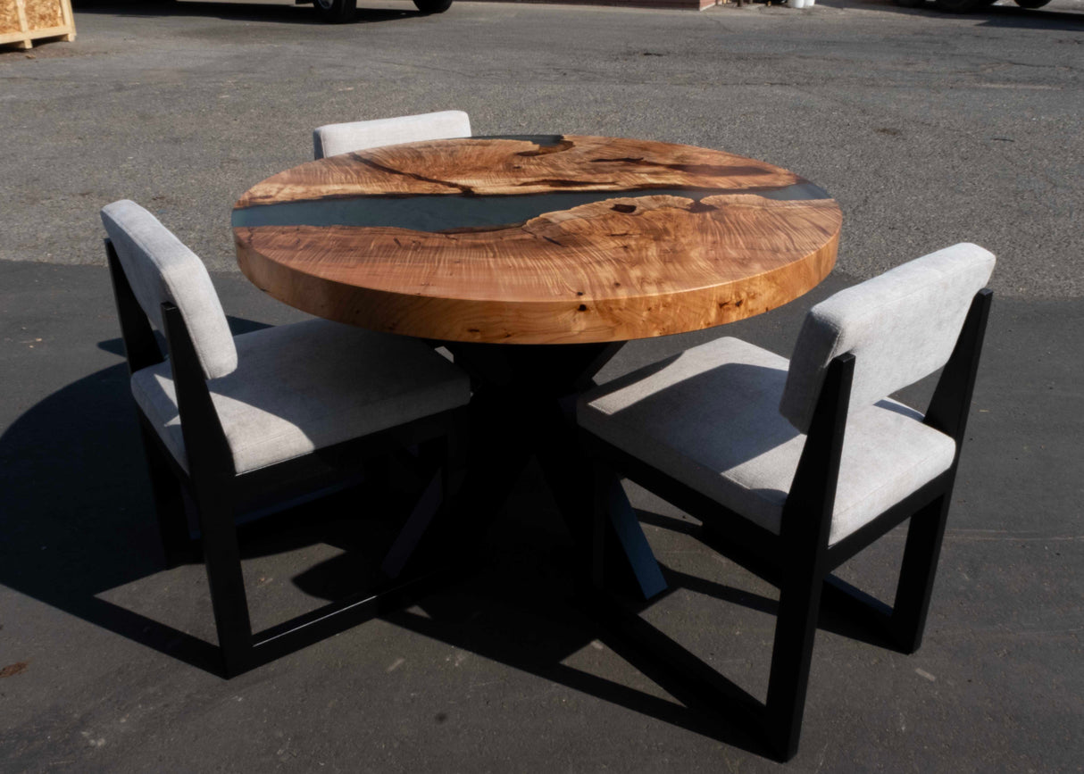 Blackened Ash and Fabric Chairs