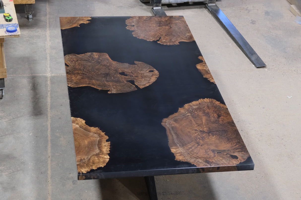 Claro Walnut Burl and Resin Dining Table