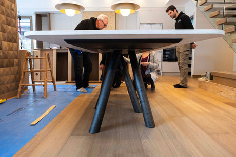 Quartz Dining Table with Tapered Ash Legs