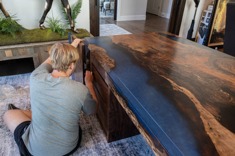 Bastogne Walnut Waterfall Desk