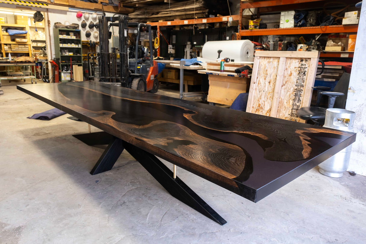 Oxidized White Oak Walnut Dining Table