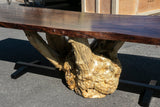 Claro Walnut Dining Table with Burl Base