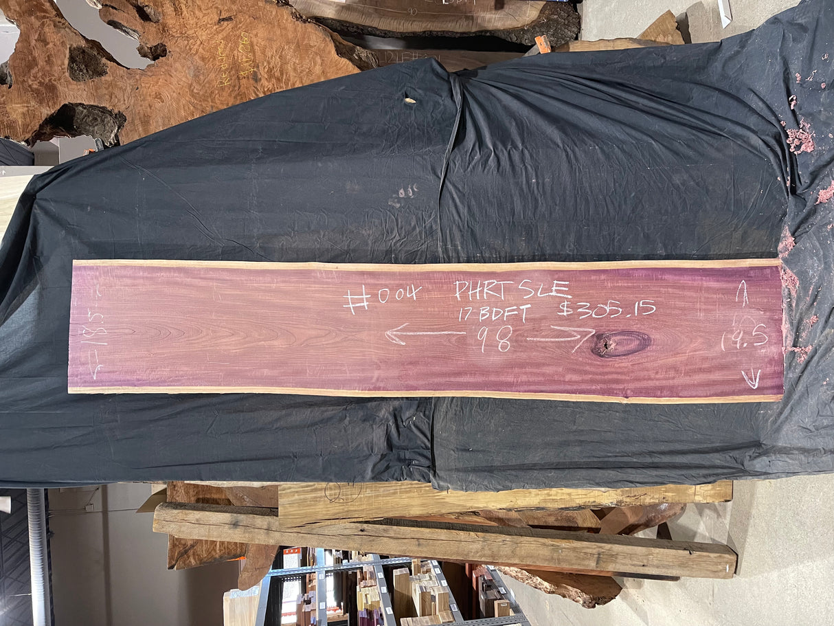 Purpleheart 5/4 Live Edge #004