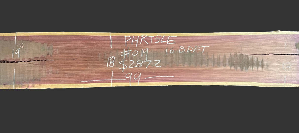 Purpleheart 5/4 Live Edge #019