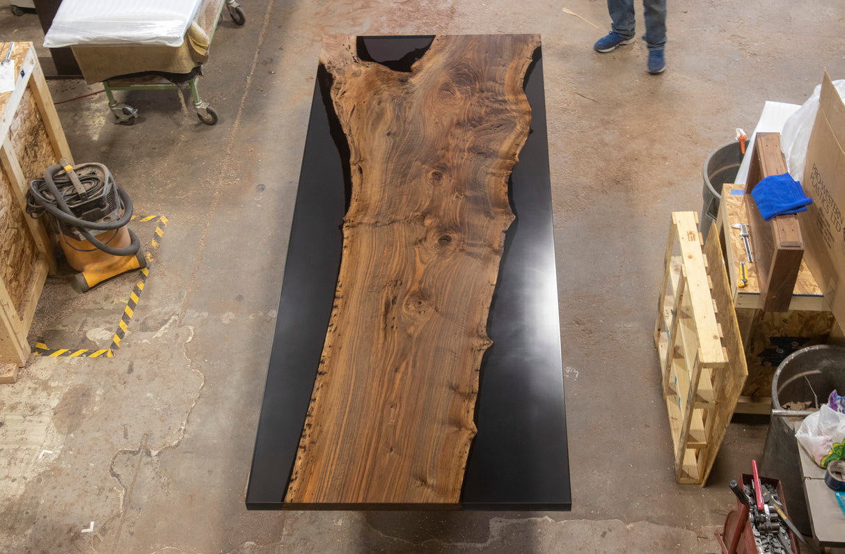 Bastogne Walnut and Smoky Grey Resin Dining Table