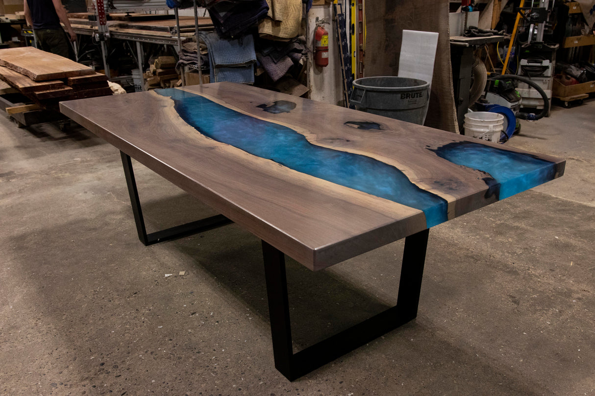 Black Walnut Dining Table with Grey Stain