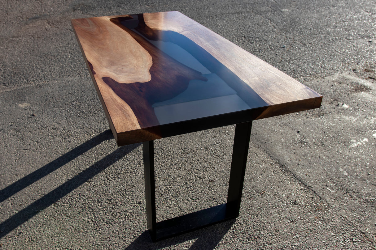 Black Walnut and Tinted Resin Dining Table