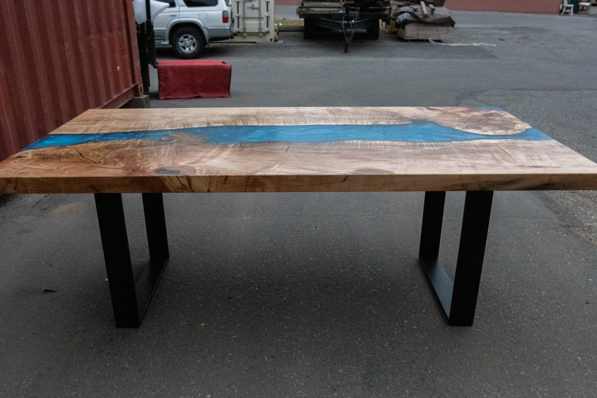 Spalted Maple and Blue Resin Dining Table