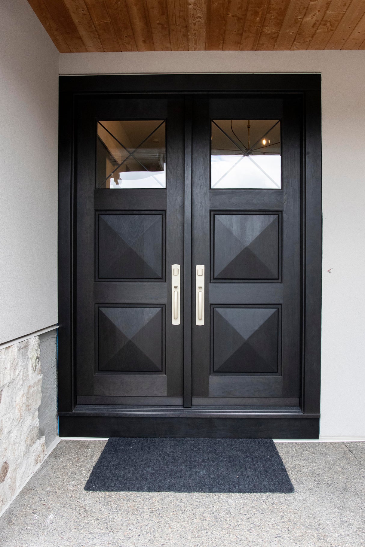 Maple Exterior Door with Diamond Panels