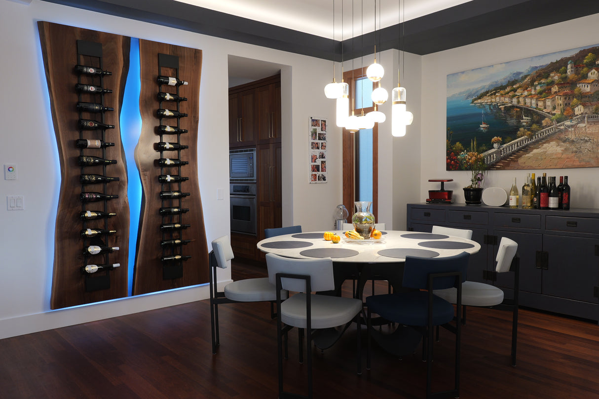 Black Walnut Wine Rack with RGB LED Lighting