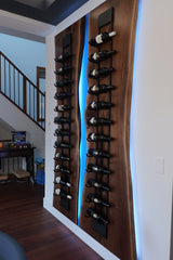 Black Walnut Wine Rack with RGB LED Lighting