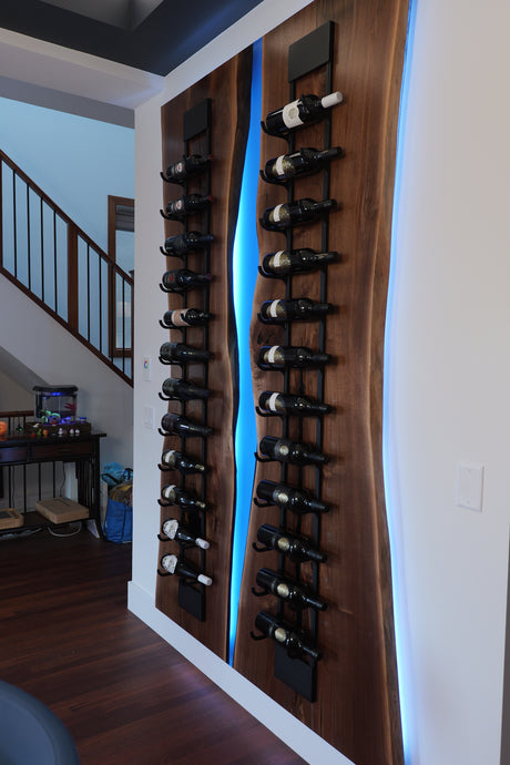 Black Walnut Wine Rack with RGB LED Lighting