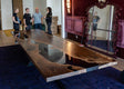 Paul Stanley River Table; Paul stands in the photo background in his home in LA