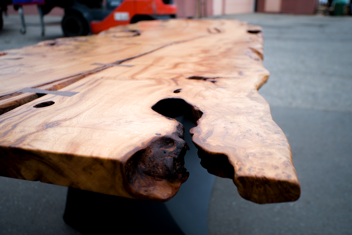 French Oak Burl Live Edge Table