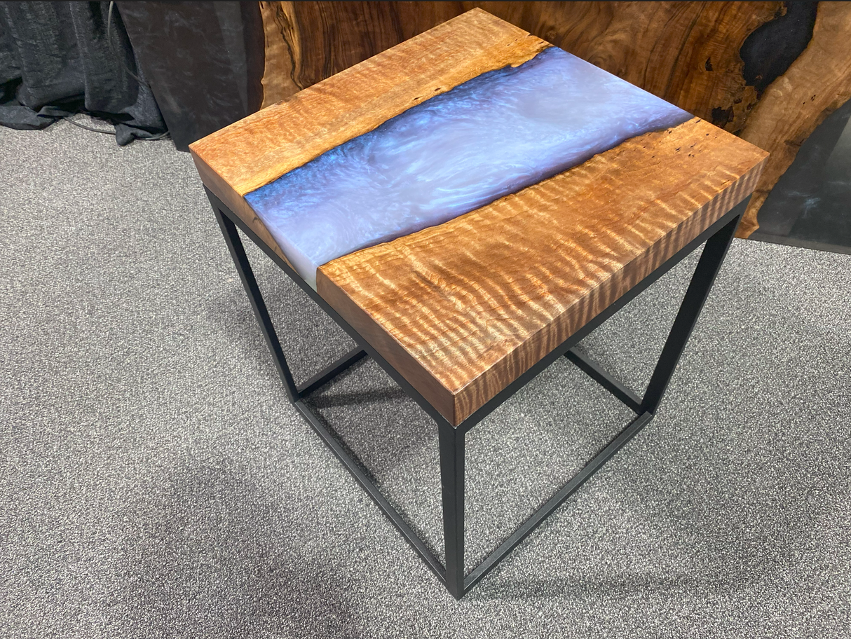 Claro Walnut and Purple Resin End Table