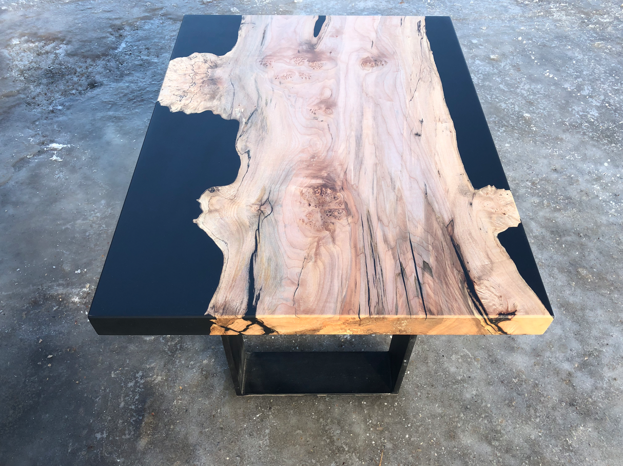 Maple Burl Coffee Table with Black Resin