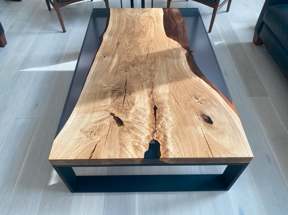 White Oak and Tinted Resin Coffee Table