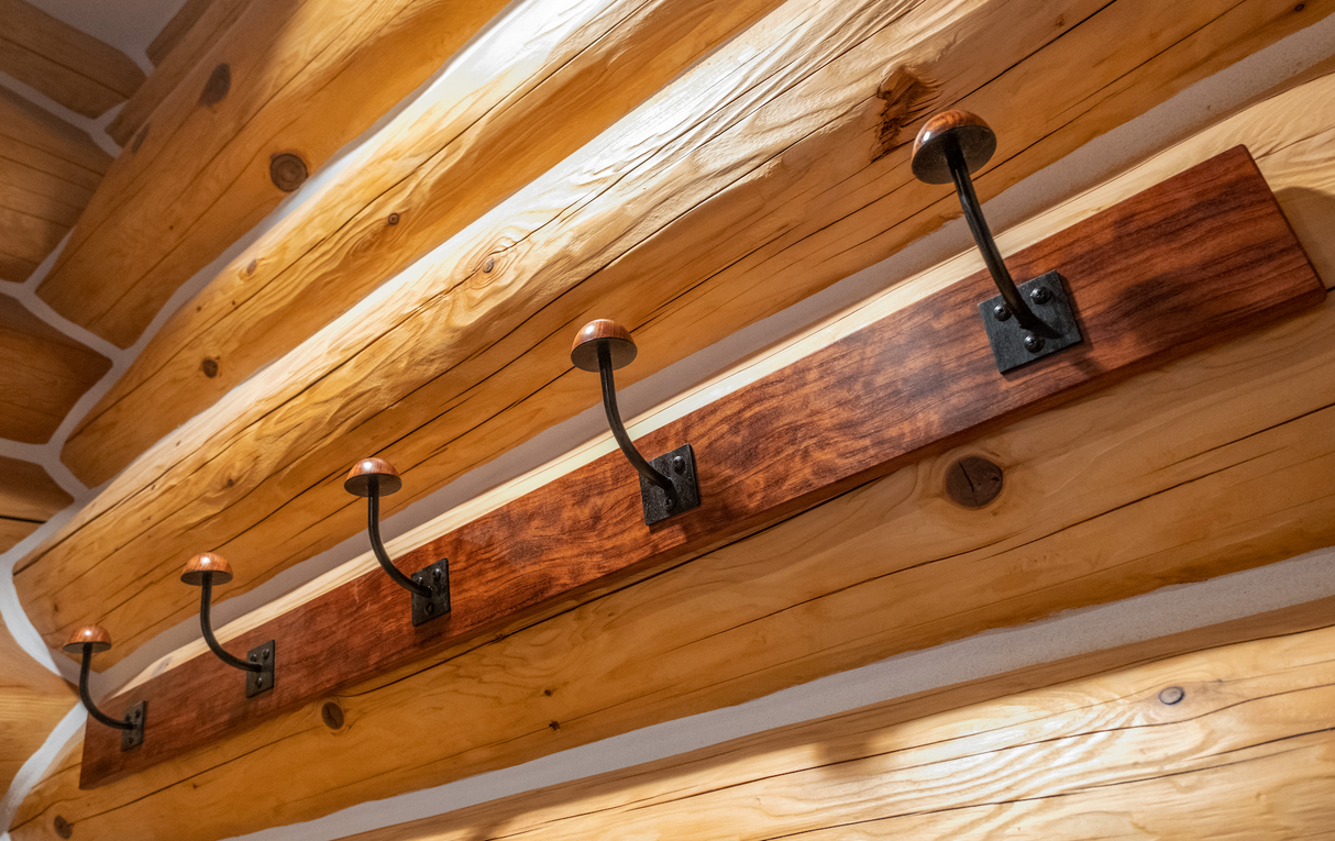 Bubinga and Steel Coat Hooks