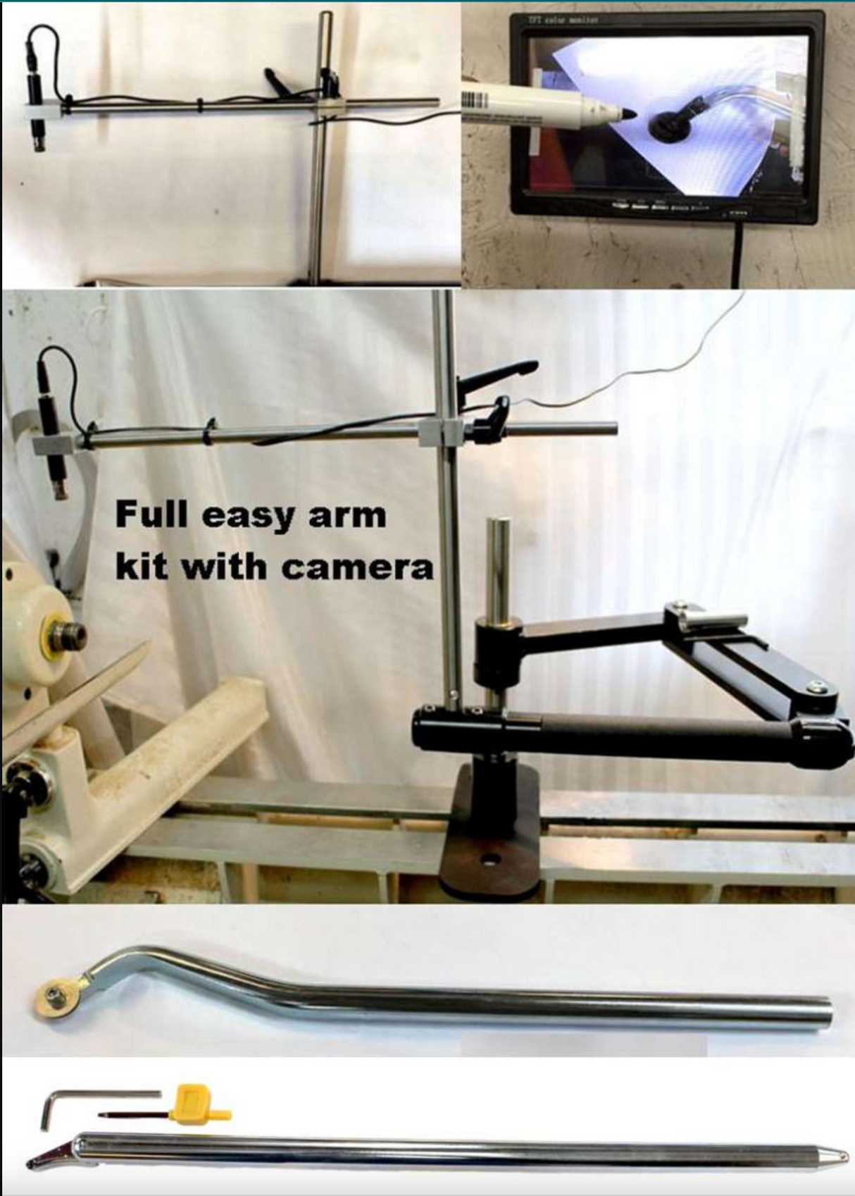 Complete Hollowing Rig Kit with Camera System and 19mm Straight and Swan Neck Heavy Duty Bars w 6mm Cutter and 25mm Scraper, Simon Hope