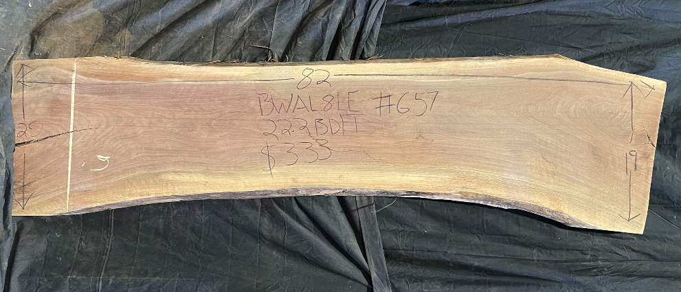 Black Walnut 8/4 Live Edge #657