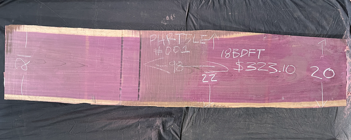 Purpleheart 5/4 Live Edge #001