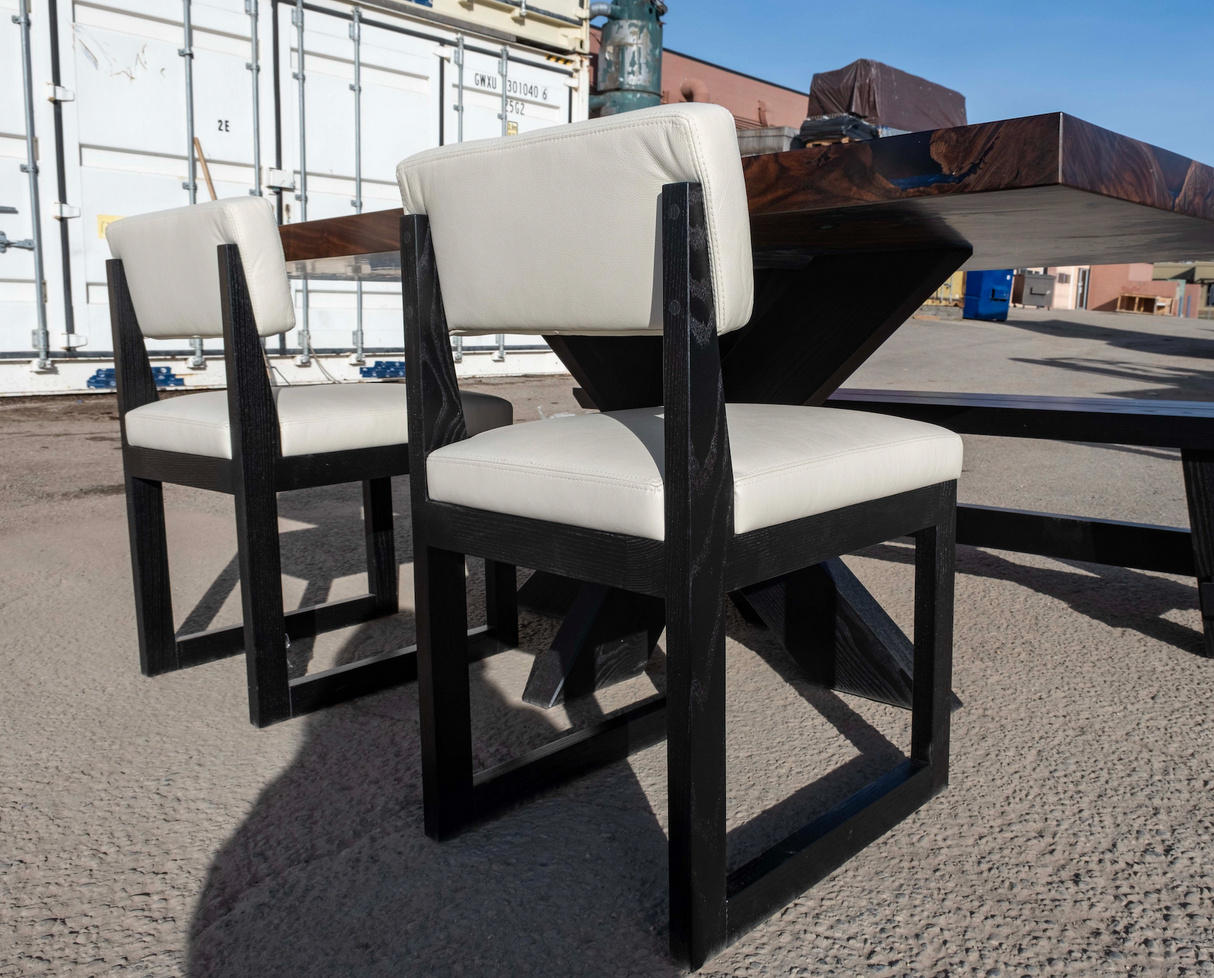 Blackened Ash and Leather Chairs
