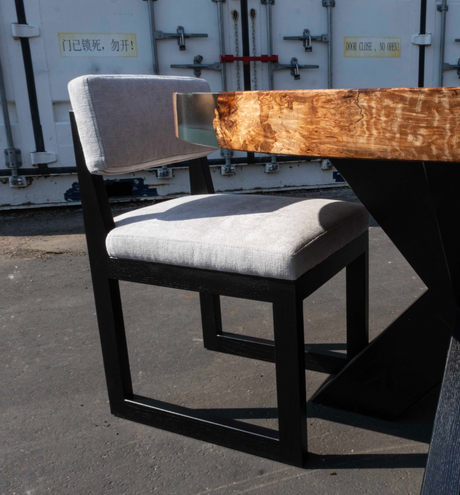 Blackened Ash and Fabric Chairs