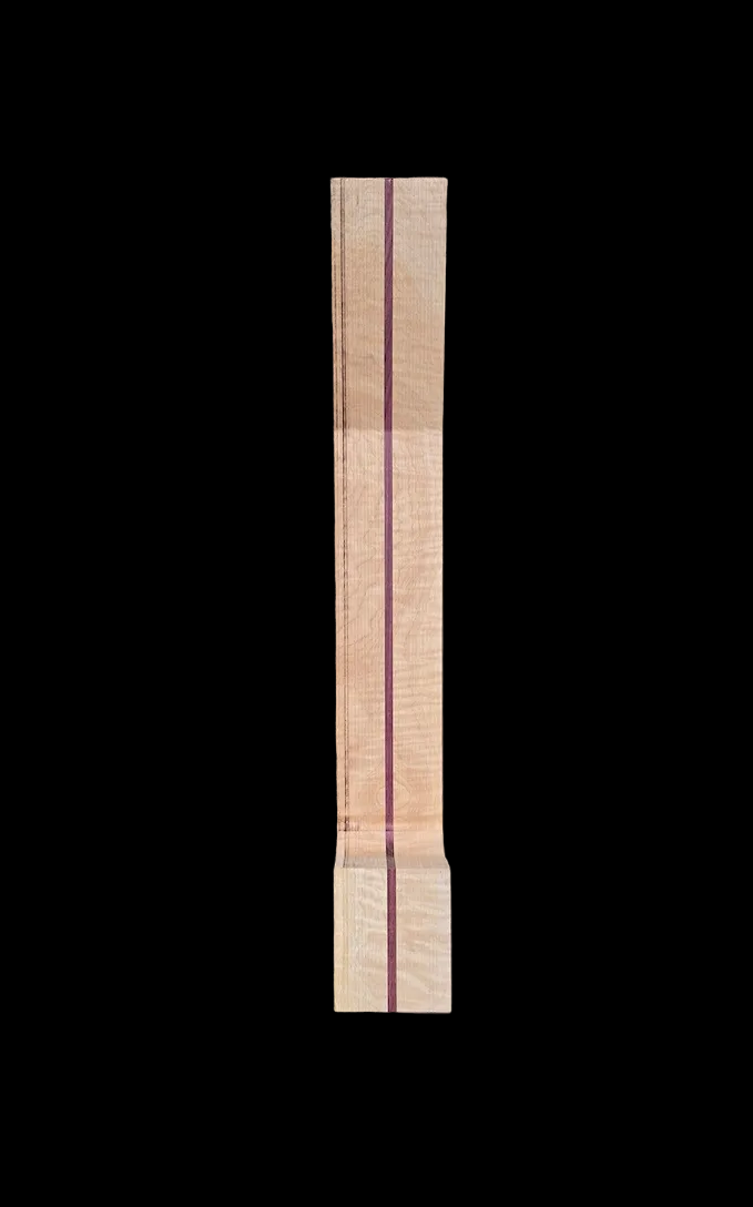 Laminated Acoustic Guitar Neck - Figured Maple and Purple Heart Inlay