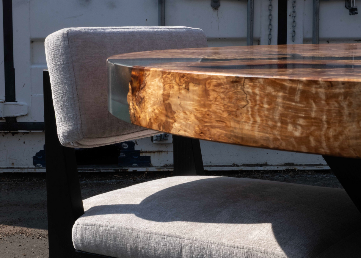 Blackened Ash and Fabric Chairs