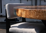 Blackened Ash and Fabric Chairs