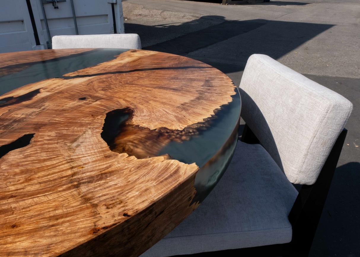 Blackened Ash and Fabric Chairs