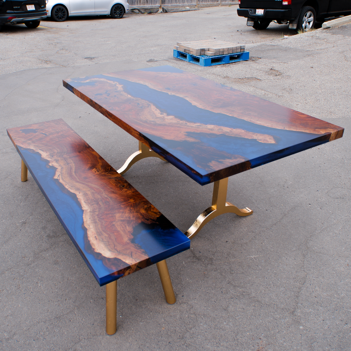 Claro Walnut Table & Bench