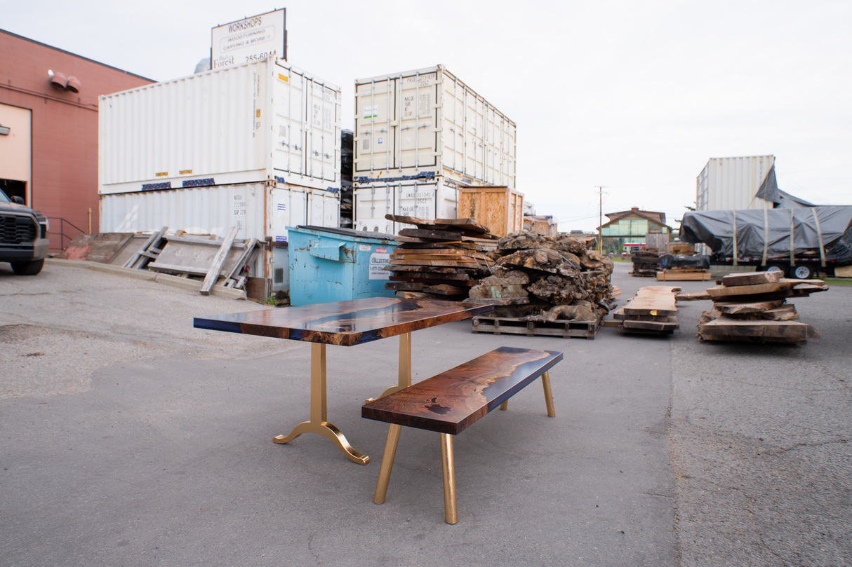 Claro Walnut Table & Bench