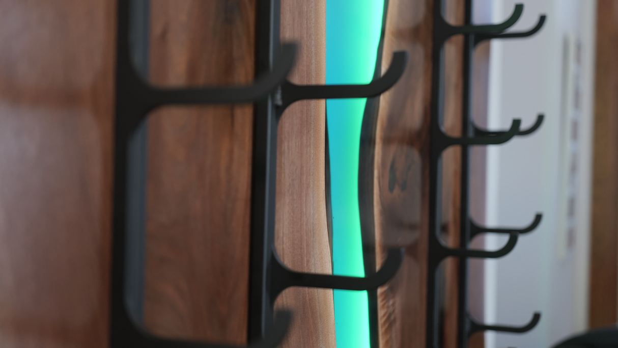 Black Walnut Wine Rack with RGB LED Lighting